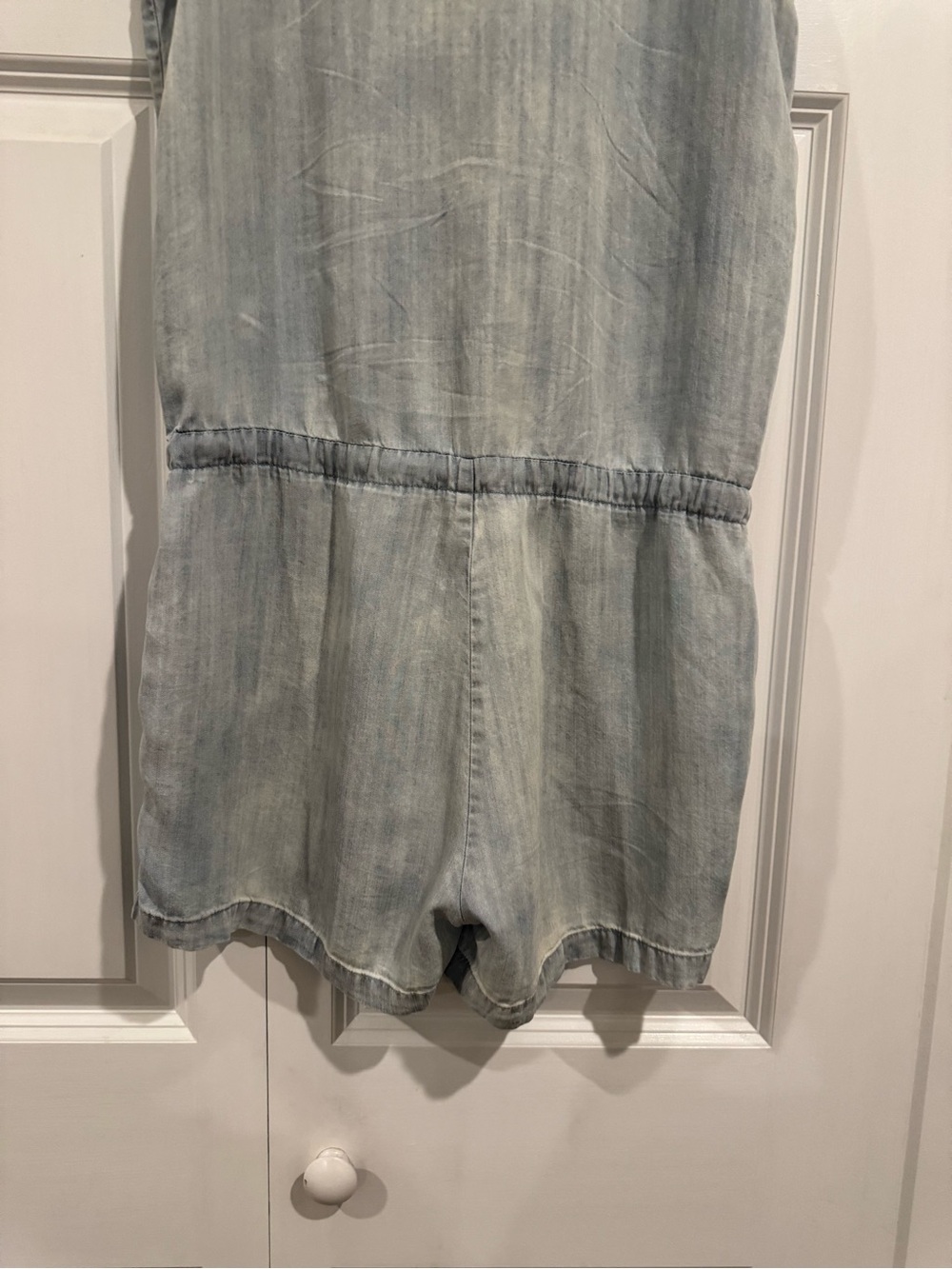 Rails 100% Tencel Chambray Romper XS Sleeveless Drawstring Waist Pockets - Picture 9 of 16
